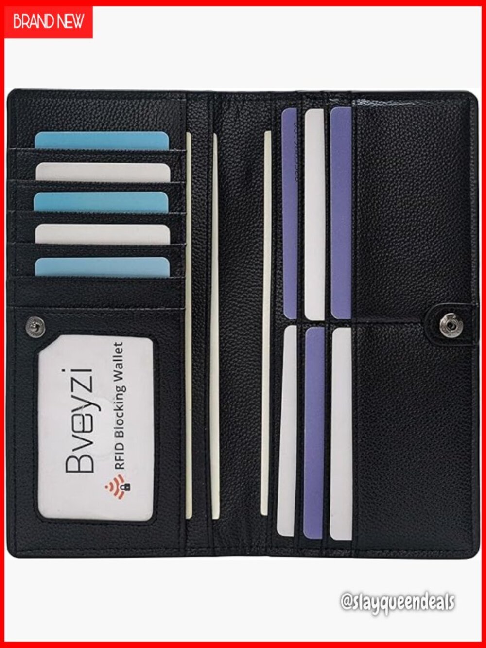 Ultra Slim Leather RFID Blocking Wallet Clutch with 11 Card Slots
